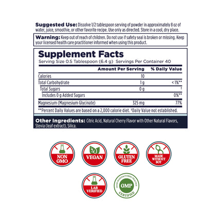 KAL Calming Magnesium Powder - Cherry Flavor, High Absorption