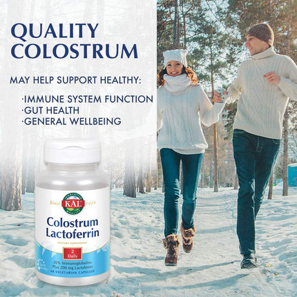 KAL Colostrum Lactoferrin with 20% Immunoglobulins | Immune Support | 30 Servings | 60 Caps