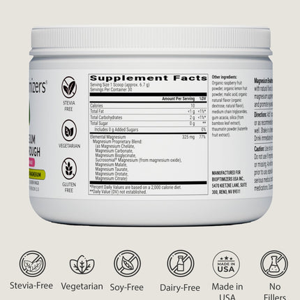 BIOptimizers Magnesium Breakthrough Drink – 8 Magnesium Forms, Electrolytes & Sleep | Raspberry Lemon