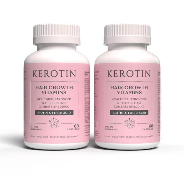 Kerotin Hair Growth Vitamins – Biotin, DHT Blocker & Collagen Support, 120 Pills (2 Months Supply)