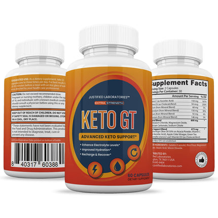 Keto GT Keto Pills 1275MG - New & Improved Formula (2 Pack) | 120 Capsules