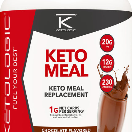 KetoLogic KetoMeal Shake with MCT Oil — 70:30 Ketogenic Macros, 20 Servings, Chocolate