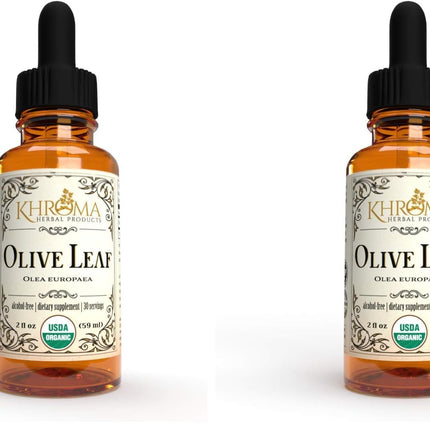 Khroma Organic Olive Leaf Liquid 2 oz – Pack of 2 | 30 Servings | Alcohol-Free