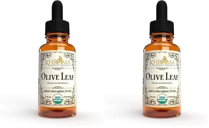Khroma Organic Olive Leaf Liquid 2 oz – Pack of 2 | 30 Servings | Alcohol-Free