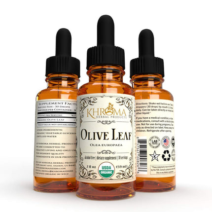 Khroma Organic Olive Leaf Liquid 2 oz – Pack of 2 | 30 Servings | Alcohol-Free