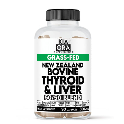 KIA ORA Grass-Fed Bovine Thyroid with Liver Supplement | 90 Capsules | NZ Sourced