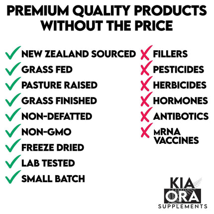KIA ORA Grass-Fed Bovine Thyroid with Liver Supplement | 90 Capsules | NZ Sourced