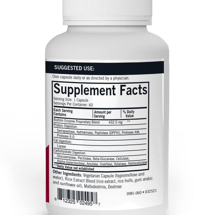 Kirkman Biofilm Defense Disruptor – Lipase & Glucoamylase Enzymes for Digestion | 60 Capsules