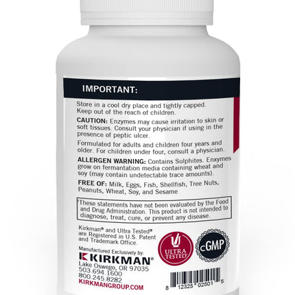 Kirkman EnZym-Complete/DPP-IV 120 Capsules | Broad Spectrum Digestive Enzyme
