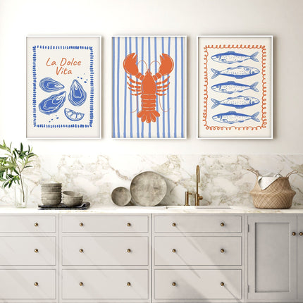 Kitchen Gallery Walls | Set of 3 Italian Lifestyle Wall art Prints