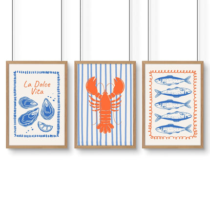 Kitchen Gallery Walls | Set of 3 Italian Lifestyle Wall art Prints