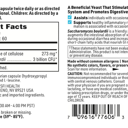 Klaire Labs Saccharomyces boulardii Probiotic – Acid-Resistant, Hypoallergenic (60 Capsules / 2 Pack)