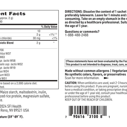 Klaire Labs SFI Health Probiotic Powder – 30 Packets, Shelf-Stable, Hypoallergenic