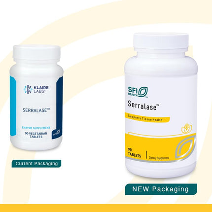 Klaire Labs SFI Health Serralase - Vegetarian Proteolytic Enzyme Blend with Serratia Peptidase & Bromelain for Digestion, Sourced from Papaya & Pineapple, Hypoallergenic (90 Enteric Coated Tablets)
