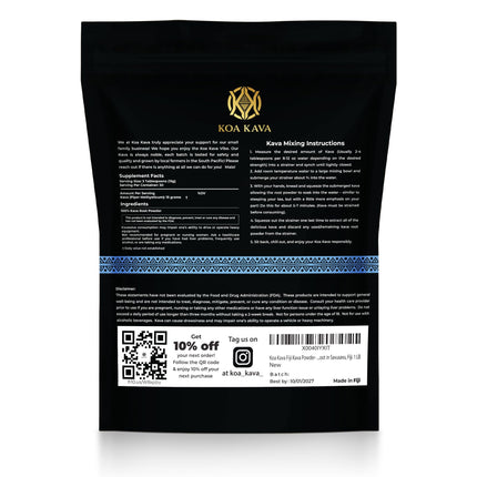 Koa Kava Fiji Kava Powder – Premium Noble Waka Kava Root, Savusavu, Fiji | 1 lb