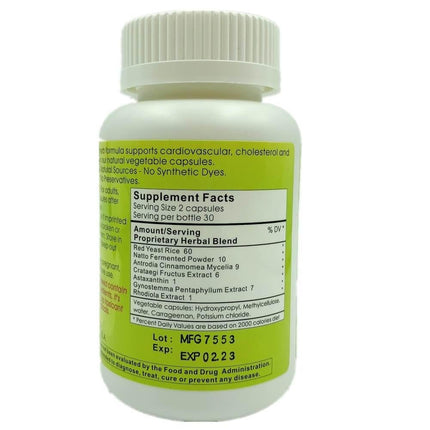 Meditalent Kong May Herbal Supplement — Red Yeast Rice, Natto Fermented Powder & Antrodia Mushrooms, 60 Capsules