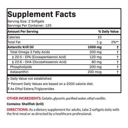 Futurebiotics Antarctic Krill Oil 1000mg – Omega-3 EPA/DHA, Astaxanthin, 250 Softgels