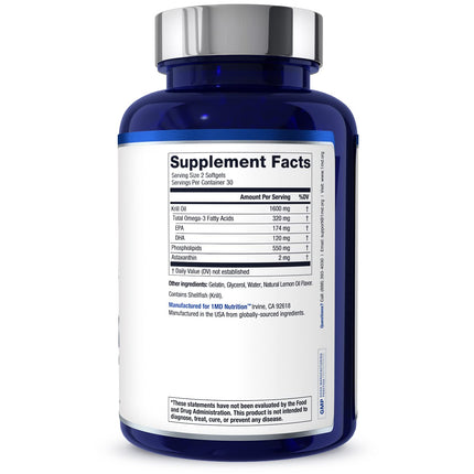 1MD KrillMD Antarctic Krill Oil Omega-3 with Astaxanthin | 60 Softgels | 2x More Effective Than Fish Oil