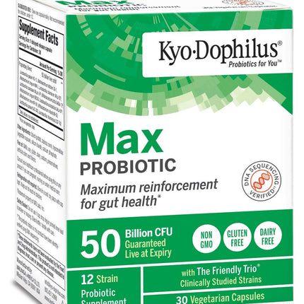 Kyo-Dophilus Max Probiotics, 30 Vegetarian Capsules | 50B CFU, 12 Strains