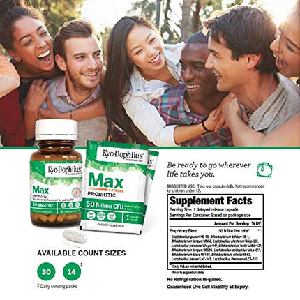 Kyo-Dophilus Max Probiotics, 30 Vegetarian Capsules | 50B CFU, 12 Strains