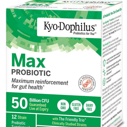 Kyo-Dophilus Max Probiotics, 30 Vegetarian Capsules | 50B CFU, 12 Strains