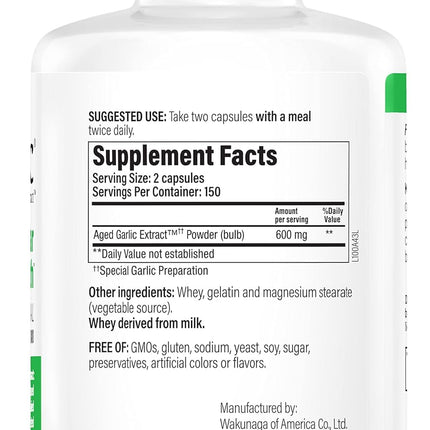 Kyolic #100 Kyolic Formula 300 Cap – Odorless Aged Garlic for Cardiovascular Health