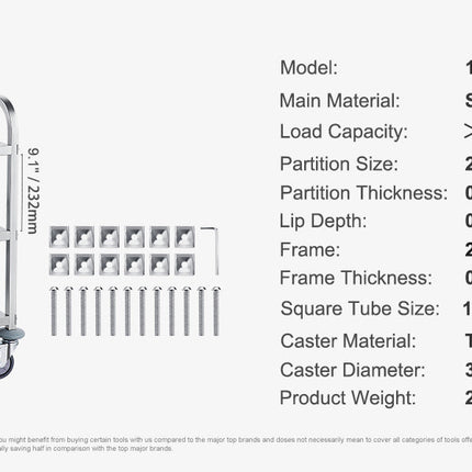 VEVOR Stainless Steel Cart 3/2/1 Layers Lab Utility Cart Medical Cart W/ Lockable Universal Wheels for Lab Clinic Kitchen Salon