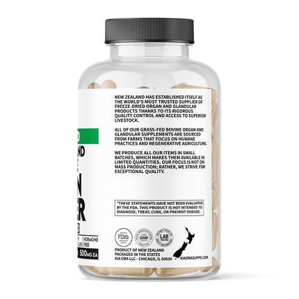 Grass-Fed Bovine Brain & Liver | Cognitive, Mood & Energy Support | New Zealand Sourced, Pasture-Raised, Freeze-Dried, Non-GMO | 180ct