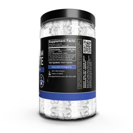 Pure Original Magnesium Citrate - 730 Capsules | No Magnesium or Rice Fillers, Always Pure, Lab Verified