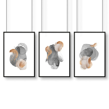 Large abstract prints | set of 3 wall art for living room