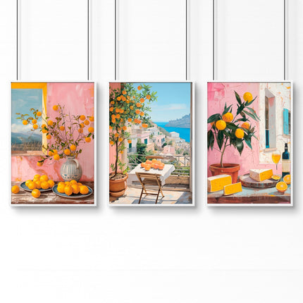 Large Canvas For Living Room | Set of 3 Italian Lifestyle Wall art Prints