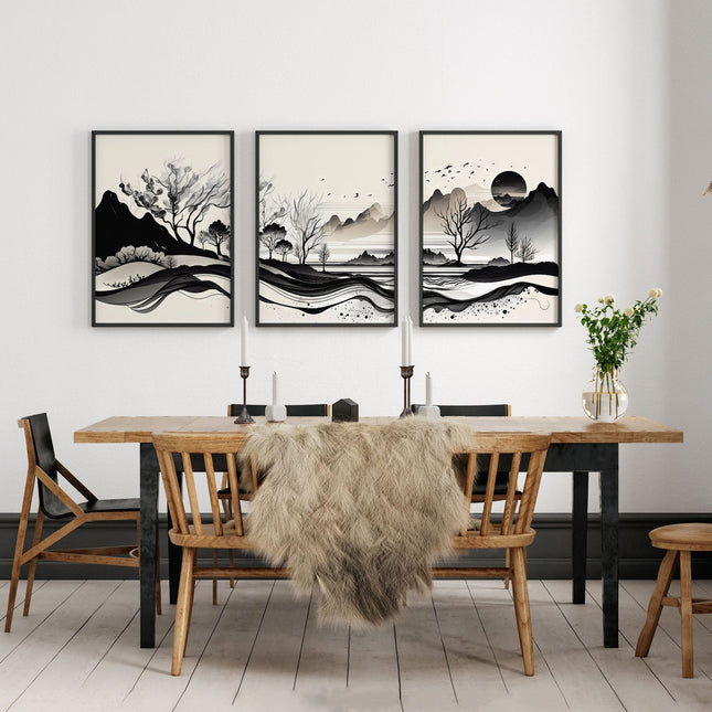 3 Large Pictures on Wall – Set of 3 Living Room Prints