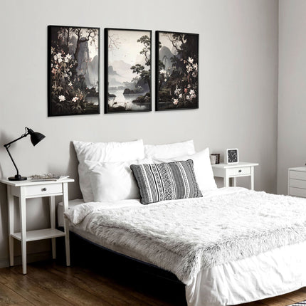 Large Pictures With Frames | Set of 3 Chinoiserie Wall art Prints