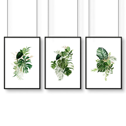 Large prints for living room | set of 3 Tropical wall art prints