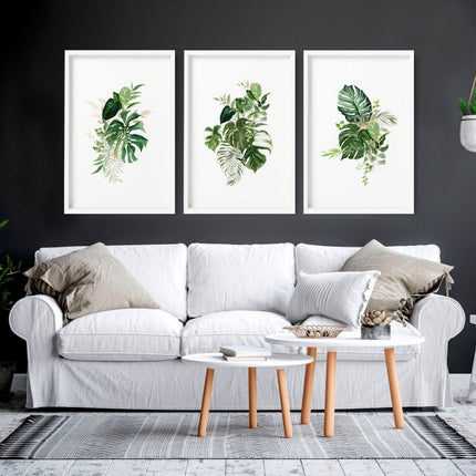 Large prints for living room | set of 3 Tropical wall art prints
