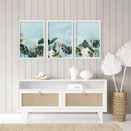 Green wall art for living room | Set of 3 wall art prints