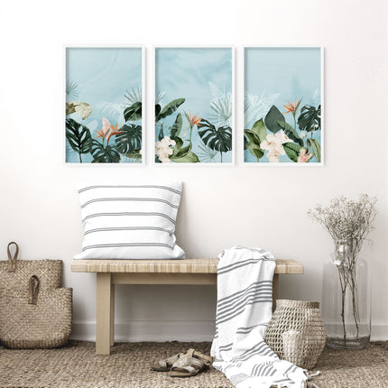 Green wall art for living room | Set of 3 wall art prints
