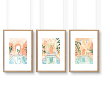 Large Wall Pictures For Living Room | Set of 3 Beach Decor Wall art Prints