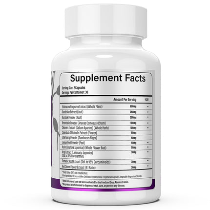 Lazpowfi Lymphatic Drainage Supplements – 1540mg Lymph System Support, 60 Capsules