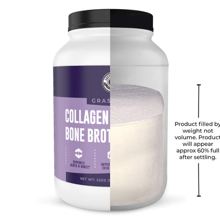 Left Coast Performance Collagen Bone Broth Powder – Grass-Fed, Unflavoured, 2lb (64 Servings)