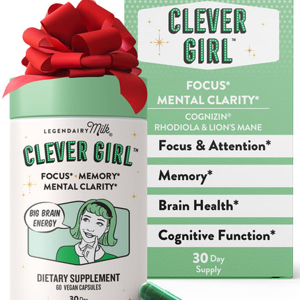 Legendairy Milk Clever Girl: Focus Support with Lion’s Mane & Citicoline | Memory & Mental Clarity for Women | 30 Servings