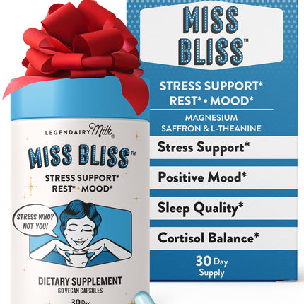 Miss Bliss Daily Stress Support – Saffron, L-Theanine & Magnesium | Legendairy Milk 60 Capsules
