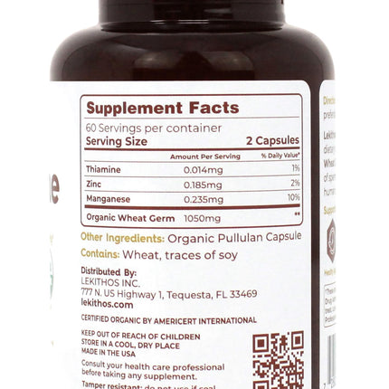 Lekithos Organic Spermidine Capsules – 120 Vegan Wheat Germ, 1050mg