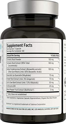 LES Labs Inflammatory Health – Joint Support, Mobility & Muscle Comfort | Turmeric, Boswellia, Quercetin & CoQ10 – Non-GMO | 60 Capsules