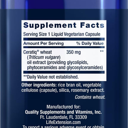 Life Extension Skin Restoring Ceramides – 2 x 50 Liquid Veg Caps | Non-GMO, Vegetarian