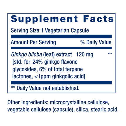 Life Extension Ginkgo Biloba Certified Extract 120 mg – Memory & Cognition Support, Gluten-Free, Non-GMO, 365 Capsules