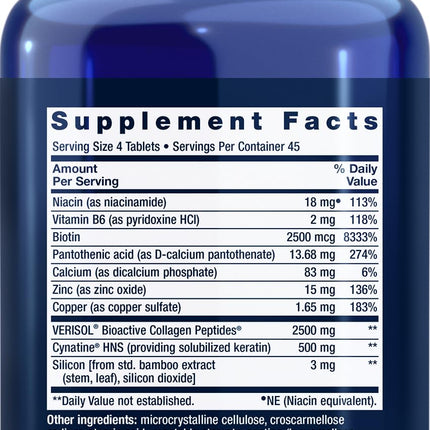 Life Extension Hair, Skin & Nails Collagen Plus Formula | 180 Tablets Pack of 2