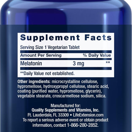 Life Extension Melatonin 6 Hour Timed Release 3 mg | 60 Vegetarian Tablets (Pack of 4) - Sleep Support