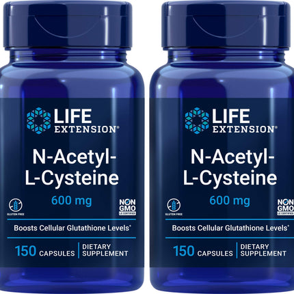 Life Extension N-Acetyl-L-Cysteine (NAC) 600mg – 300 Capsules (Pack of 2) | Immune & Liver Support