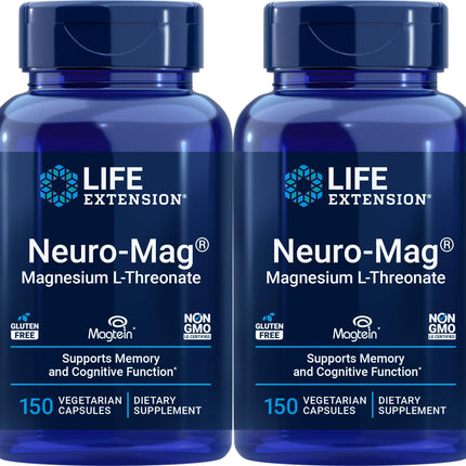Life Extension Neuro-Mag 150 Vegetarian Capsules (Pack of 2) – Magnesium L-Threonate (Magtein) Supplement